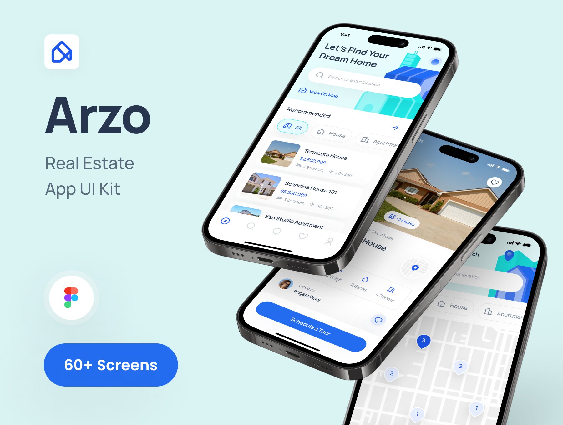 Arzo-房地产应用UI工具包 Arzo - Real Estate App UI Kit figma格式-UI/UX-到位啦UI